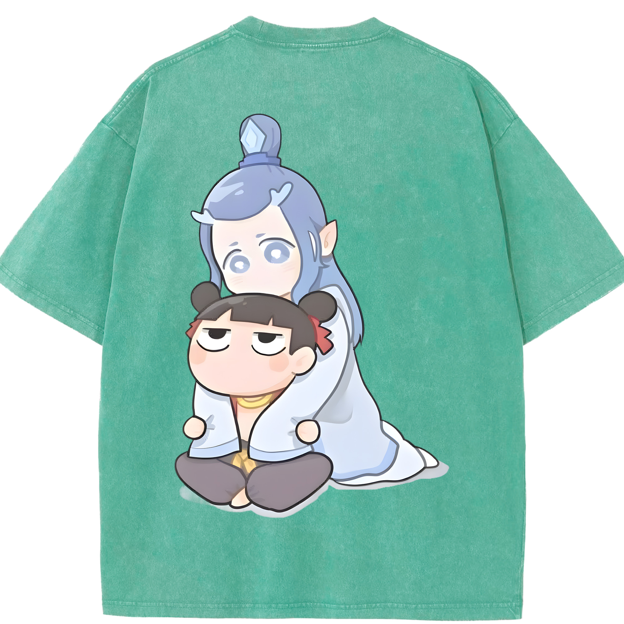 （画像用） Ne Zha 2 ナタ 魔童の大暴れ 綿100% ヴィンテージ風 半袖Tシャツ（背面プリント）